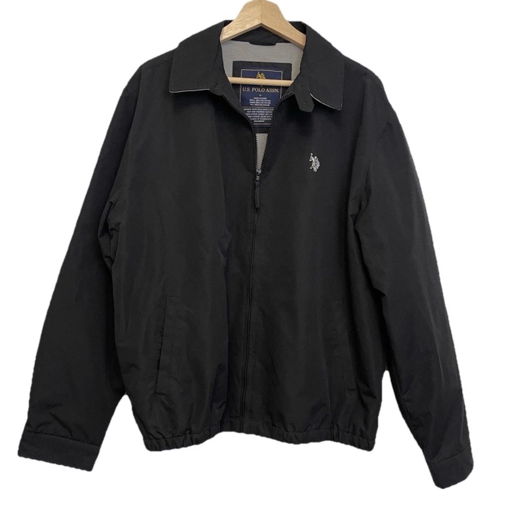 US Polo Assn Jacket Men’s L Black Lined Full Zip Collared Business Casual